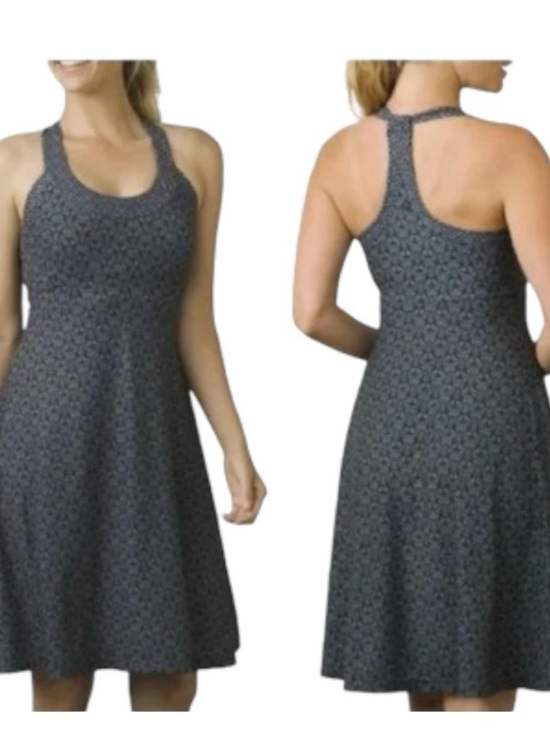 Prana Dresses & Skirts - Prana Cali Racerback Grey Black Printed Tank Dress